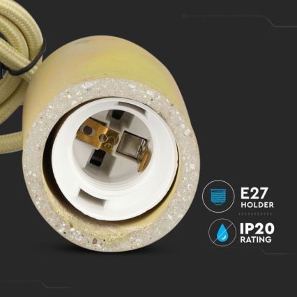 Napájecí kabel 1xE27/60W/230V beton/žlutá