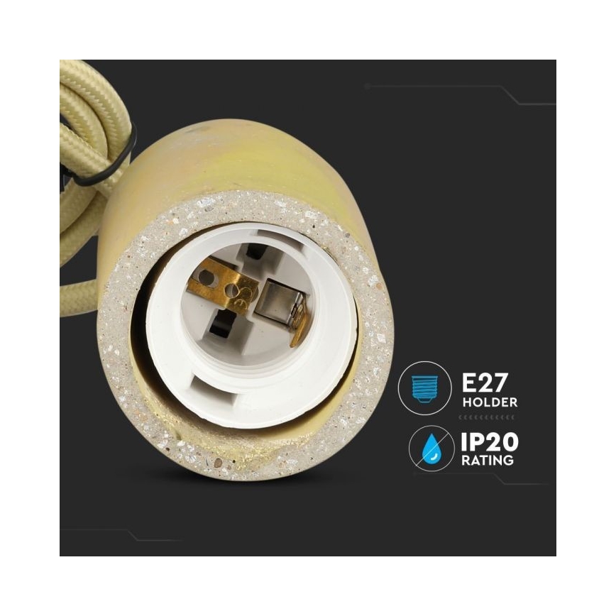 Napájecí kabel 1xE27/60W/230V beton/žlutá
