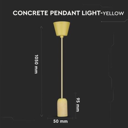 Napájecí kabel 1xE27/60W/230V beton/žlutá