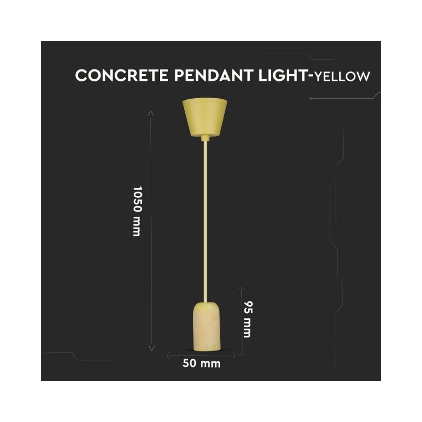 Napájecí kabel 1xE27/60W/230V beton/žlutá
