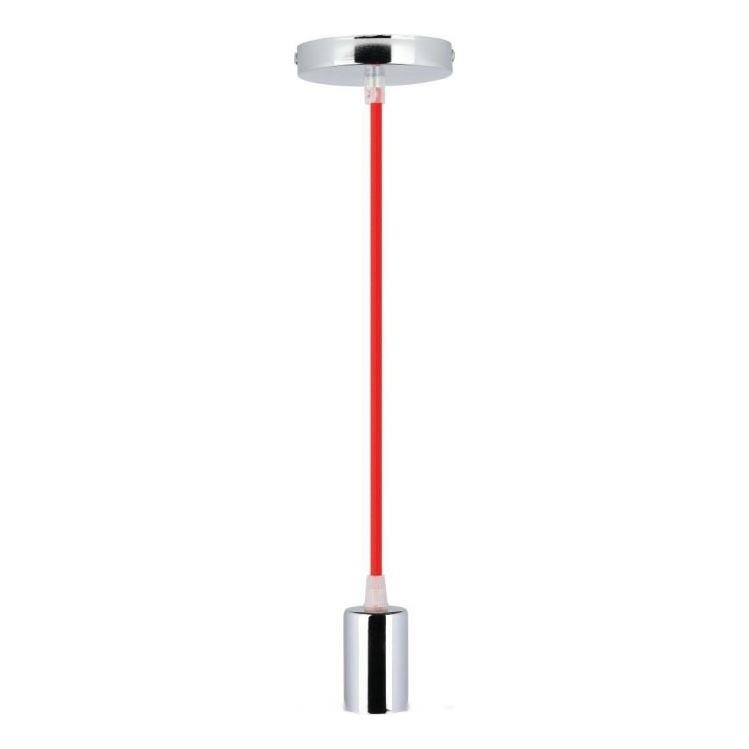 Napájecí kabel 1xE27/60W/230V červená/lesklý chrom