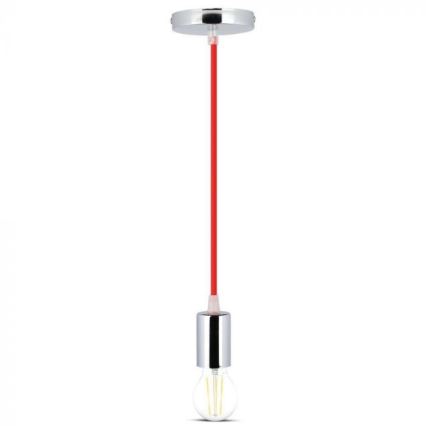 Napájecí kabel 1xE27/60W/230V červená/lesklý chrom