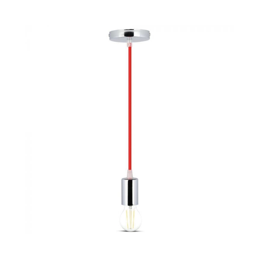 Napájecí kabel 1xE27/60W/230V červená/lesklý chrom