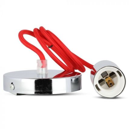 Napájecí kabel 1xE27/60W/230V červená/lesklý chrom