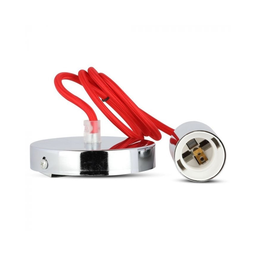 Napájecí kabel 1xE27/60W/230V červená/lesklý chrom