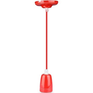 Napájecí kabel 1xE27/60W/230V červená/porcelán