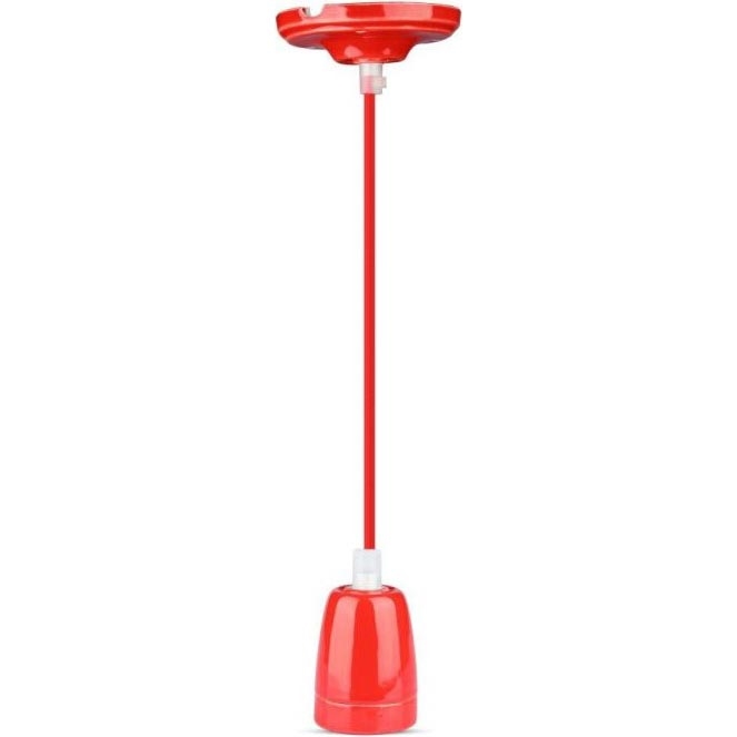 Napájecí kabel 1xE27/60W/230V červená/porcelán