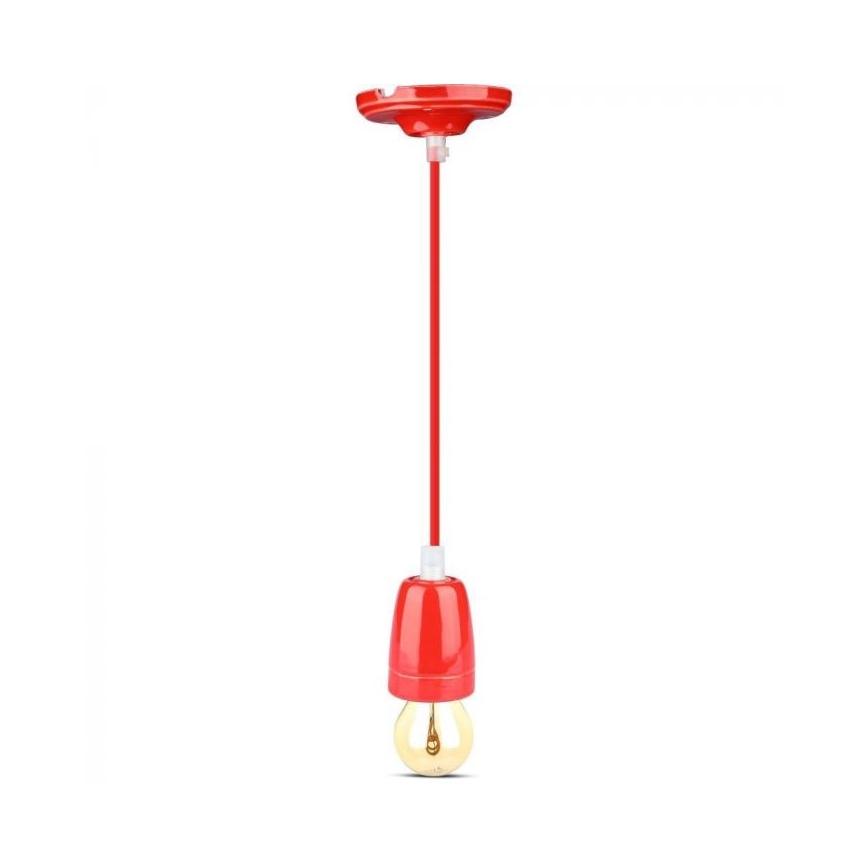 Napájecí kabel 1xE27/60W/230V červená/porcelán