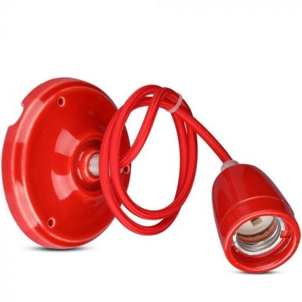 Napájecí kabel 1xE27/60W/230V červená/porcelán