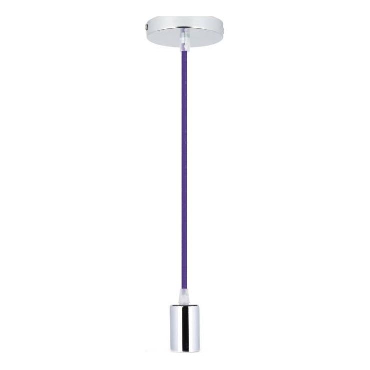 Napájecí kabel 1xE27/60W/230V fialová/lesklý chrom