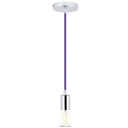 Napájecí kabel 1xE27/60W/230V fialová/lesklý chrom