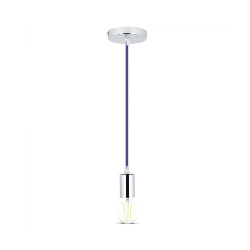 Napájecí kabel 1xE27/60W/230V fialová/lesklý chrom