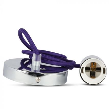 Napájecí kabel 1xE27/60W/230V fialová/lesklý chrom