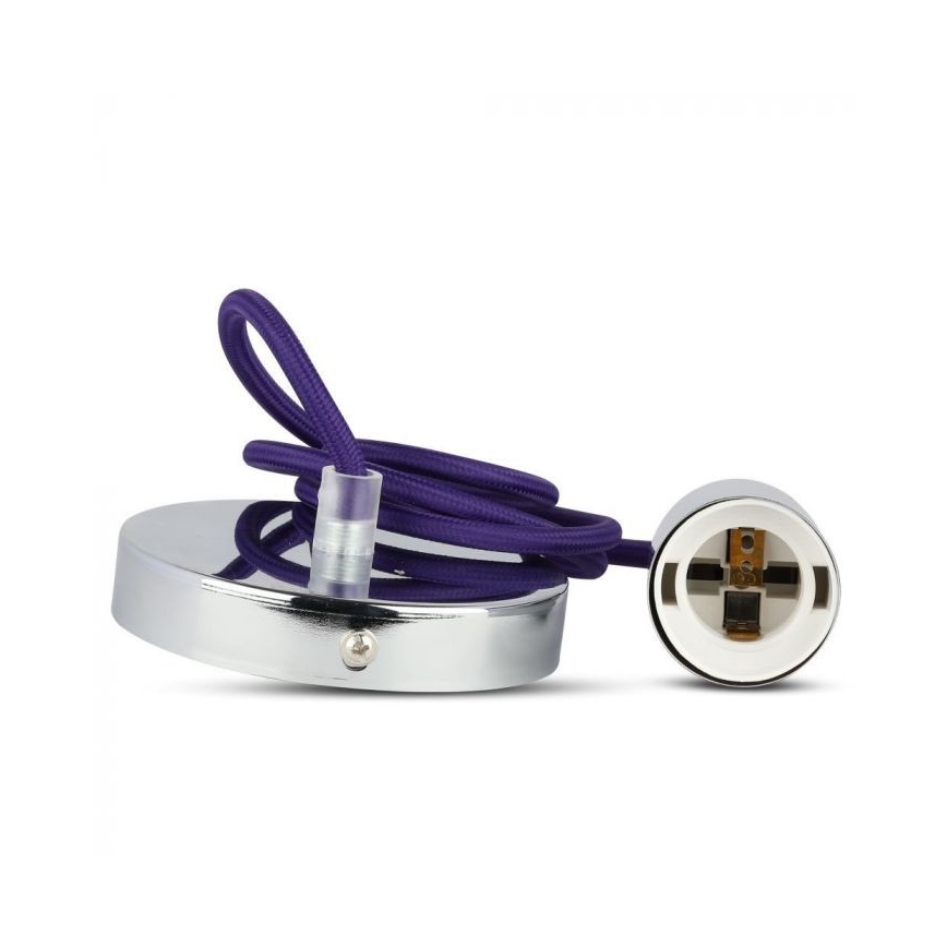 Napájecí kabel 1xE27/60W/230V fialová/lesklý chrom
