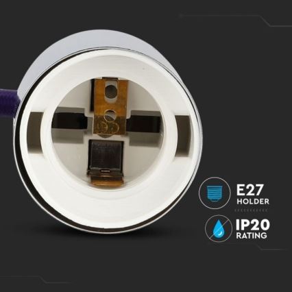 Napájecí kabel 1xE27/60W/230V fialová/lesklý chrom