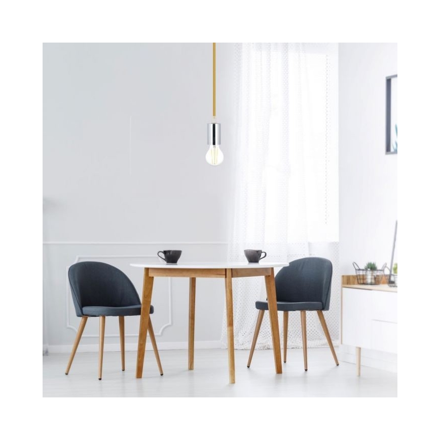 Napájecí kabel 1xE27/60W/230V hnědá/lesklý chrom
