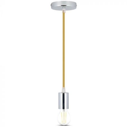 Napájecí kabel 1xE27/60W/230V hnědá/lesklý chrom