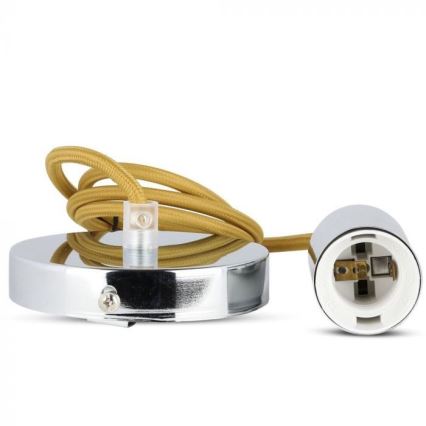 Napájecí kabel 1xE27/60W/230V hnědá/lesklý chrom
