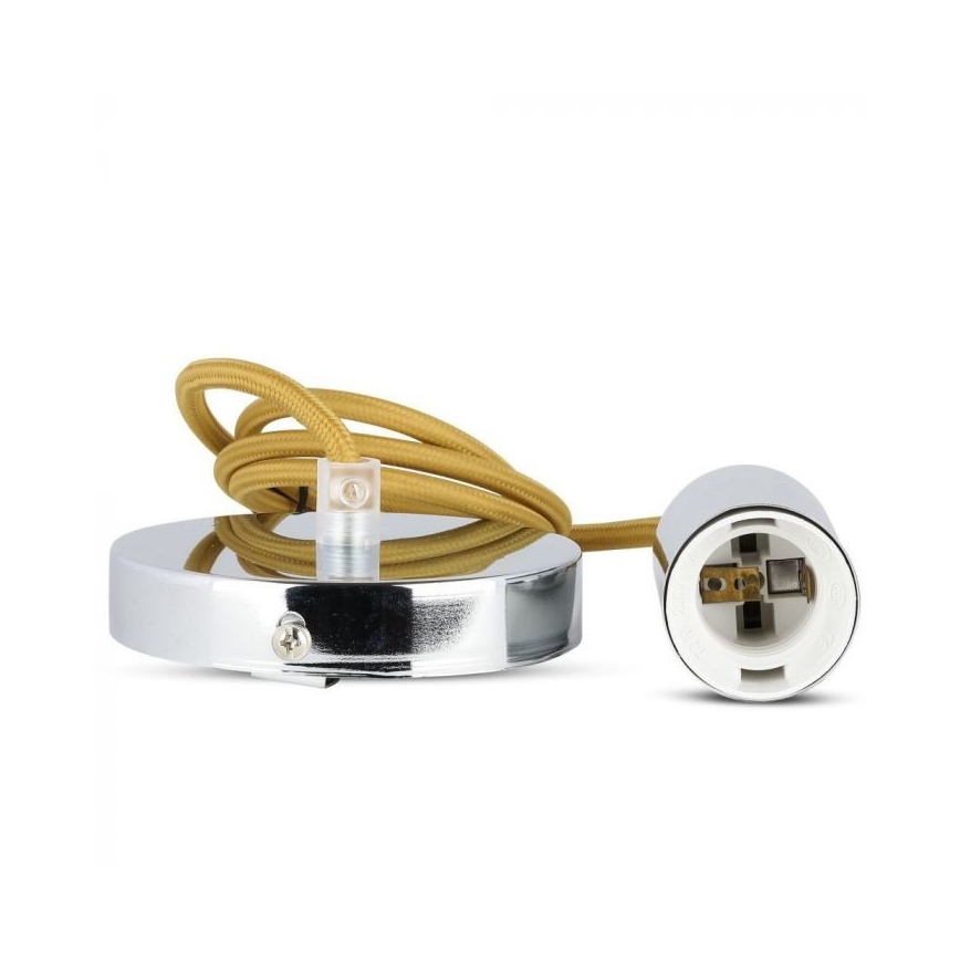 Napájecí kabel 1xE27/60W/230V hnědá/lesklý chrom