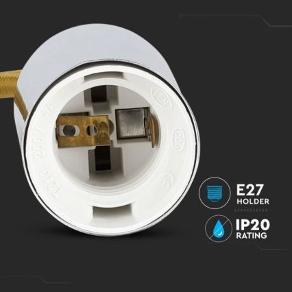 Napájecí kabel 1xE27/60W/230V hnědá/lesklý chrom
