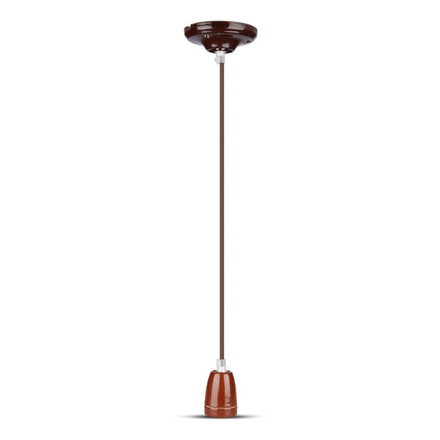 Napájecí kabel 1xE27/60W/230V hnědá/porcelán