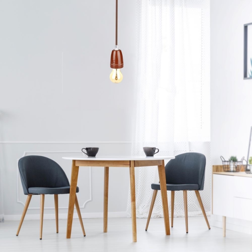 Napájecí kabel 1xE27/60W/230V hnědá/porcelán