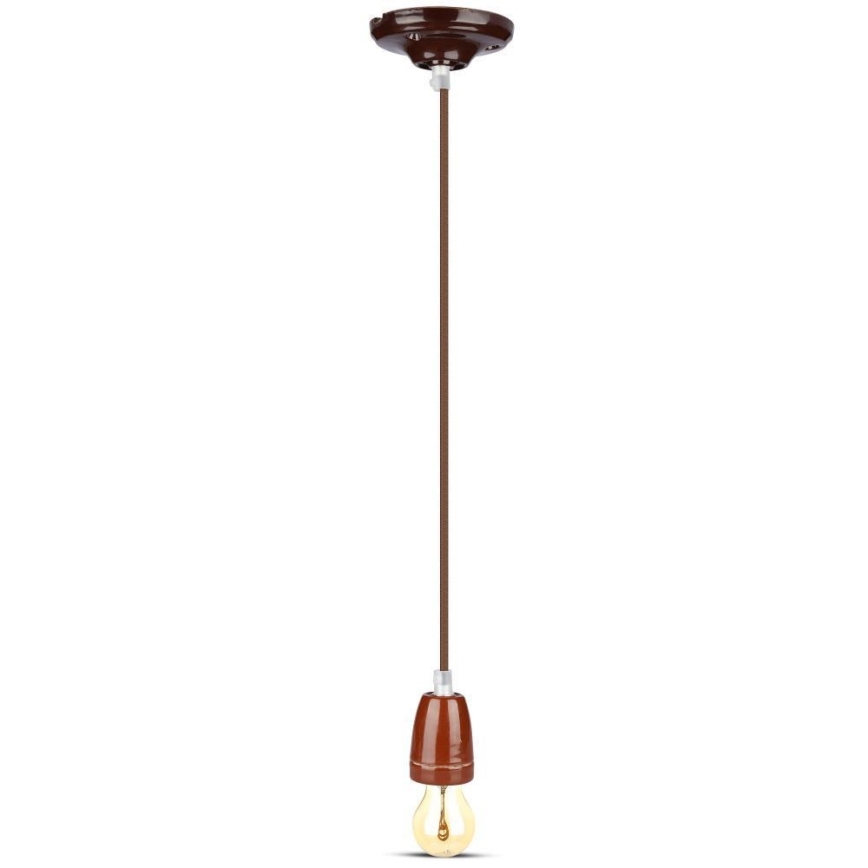Napájecí kabel 1xE27/60W/230V hnědá/porcelán
