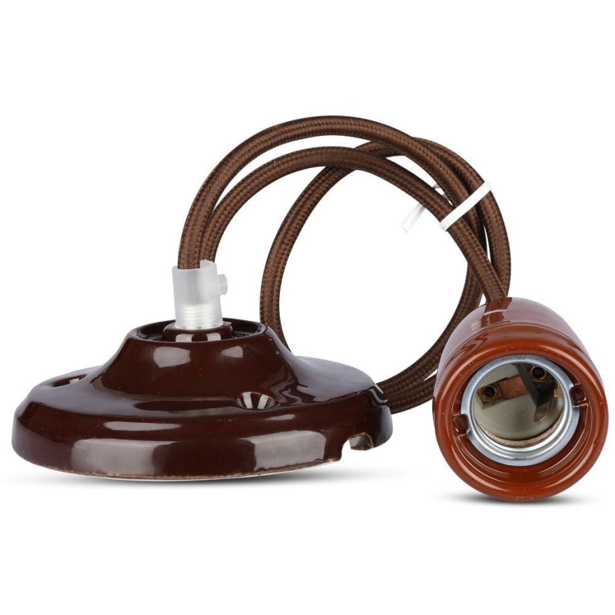 Napájecí kabel 1xE27/60W/230V hnědá/porcelán