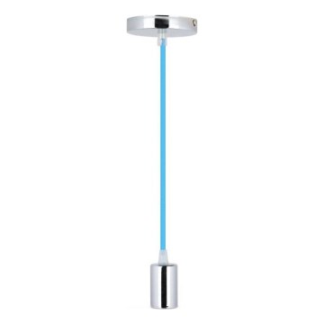 Napájecí kabel 1xE27/60W/230V modrá/lesklý chrom