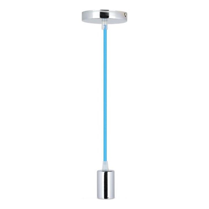 Napájecí kabel 1xE27/60W/230V modrá/lesklý chrom