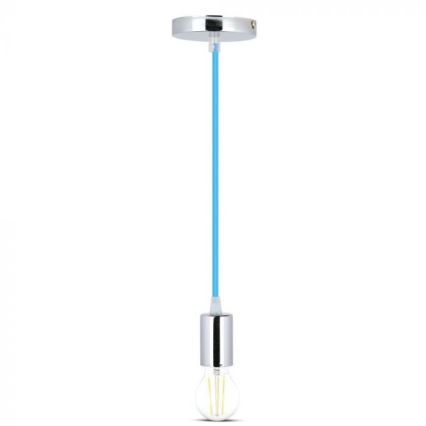 Napájecí kabel 1xE27/60W/230V modrá/lesklý chrom