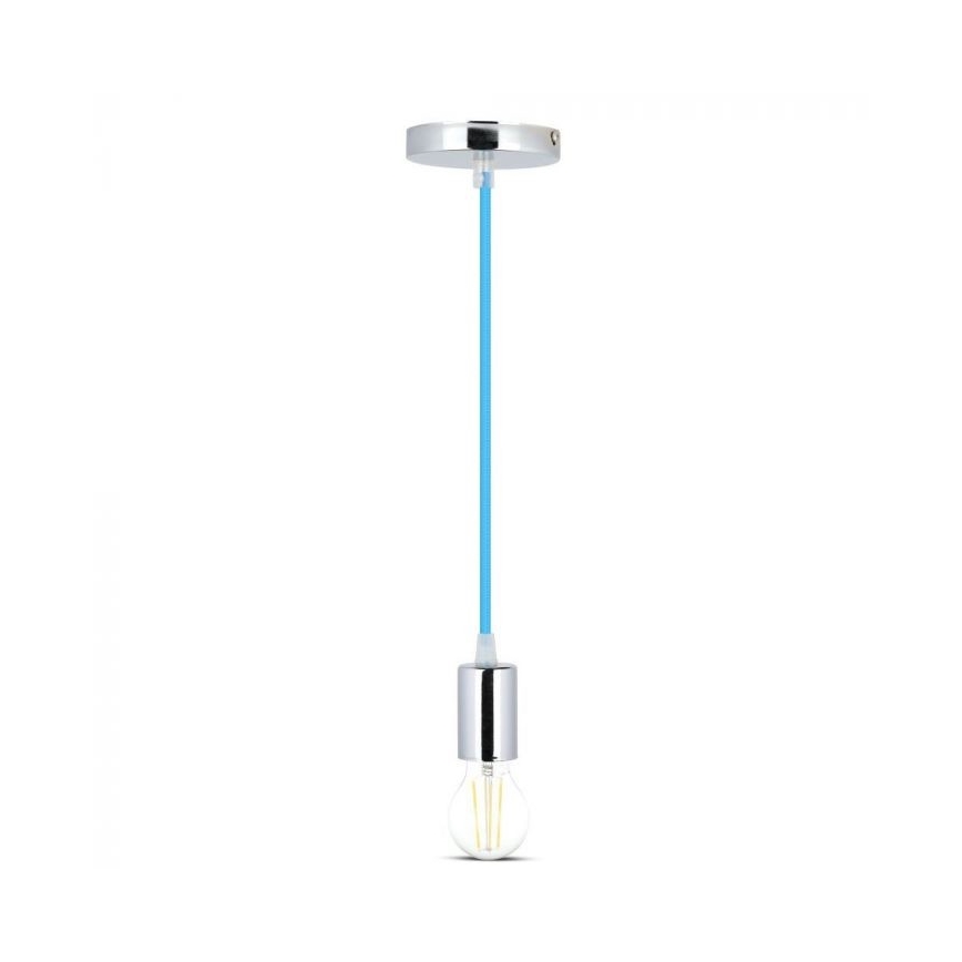 Napájecí kabel 1xE27/60W/230V modrá/lesklý chrom