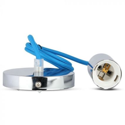 Napájecí kabel 1xE27/60W/230V modrá/lesklý chrom