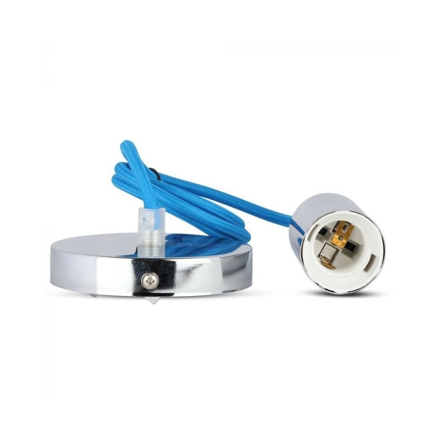 Napájecí kabel 1xE27/60W/230V modrá/lesklý chrom