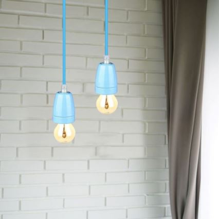 Napájecí kabel 1xE27/60W/230V modrá/porcelán