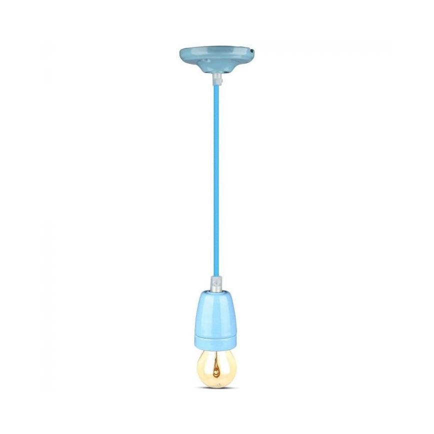 Napájecí kabel 1xE27/60W/230V modrá/porcelán