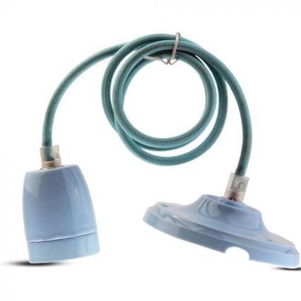 Napájecí kabel 1xE27/60W/230V modrá/porcelán