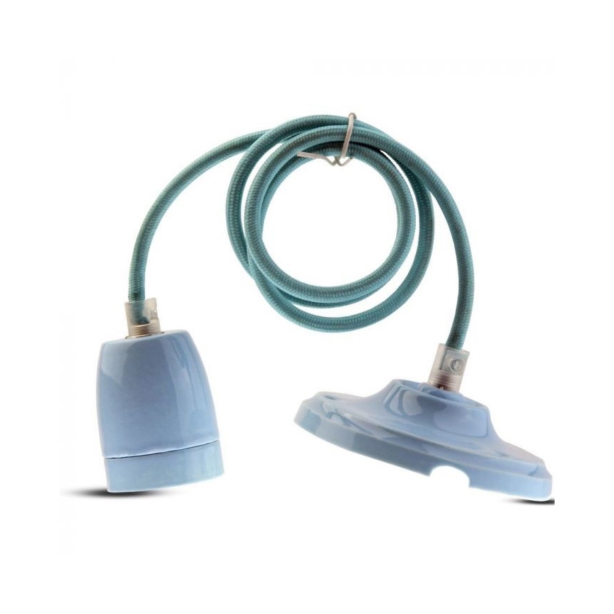 Napájecí kabel 1xE27/60W/230V modrá/porcelán