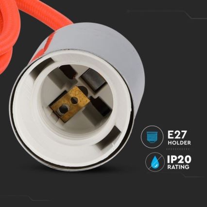 Napájecí kabel 1xE27/60W/230V oranžová/lesklý chrom