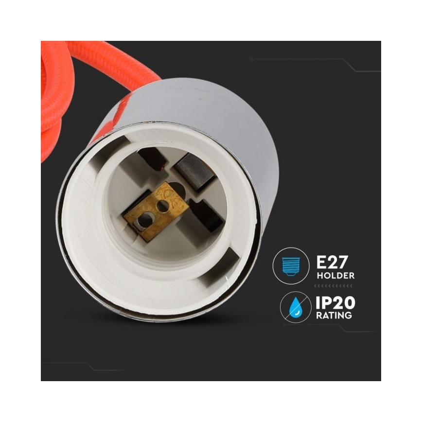 Napájecí kabel 1xE27/60W/230V oranžová/lesklý chrom