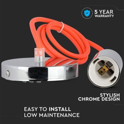 Napájecí kabel 1xE27/60W/230V oranžová/lesklý chrom