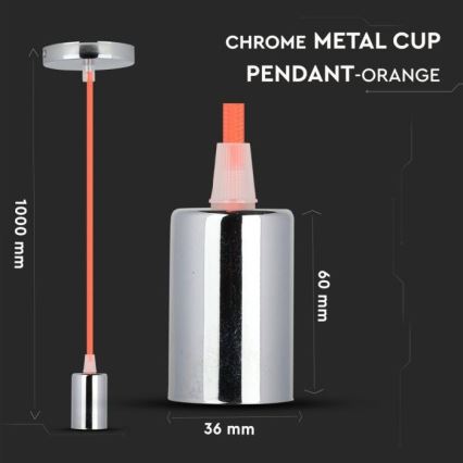 Napájecí kabel 1xE27/60W/230V oranžová/lesklý chrom