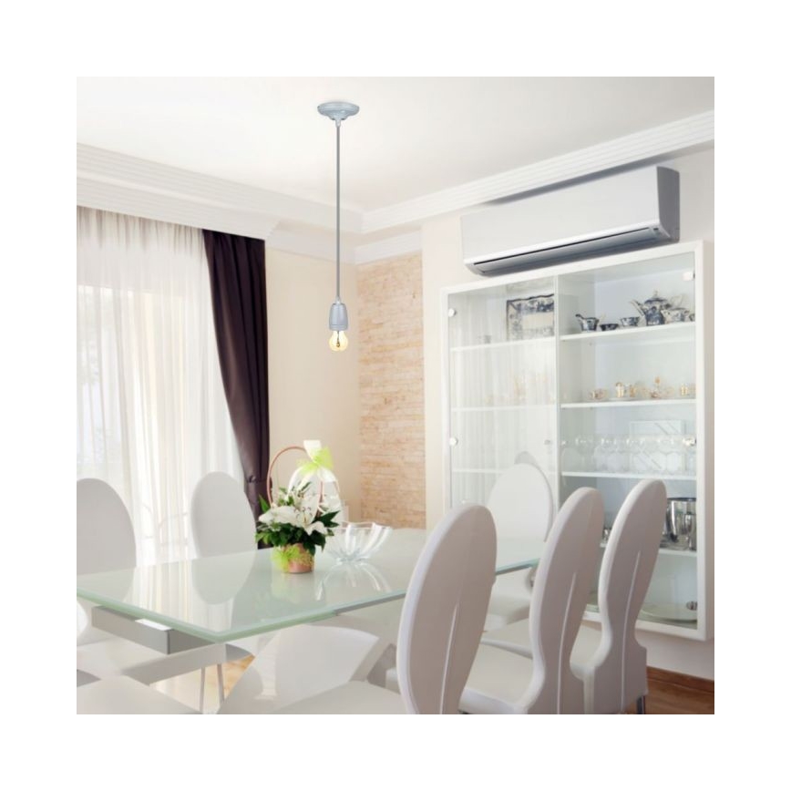 Napájecí kabel 1xE27/60W/230V šedá/porcelán