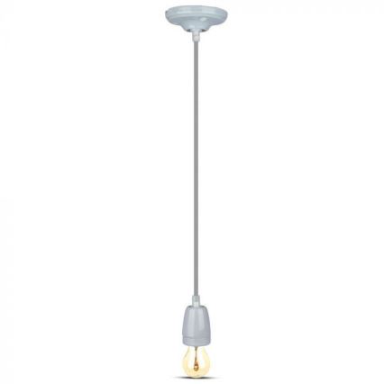 Napájecí kabel 1xE27/60W/230V šedá/porcelán