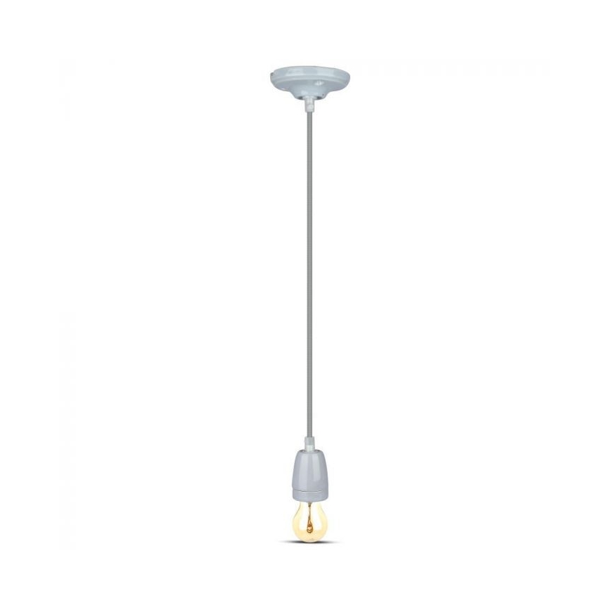 Napájecí kabel 1xE27/60W/230V šedá/porcelán