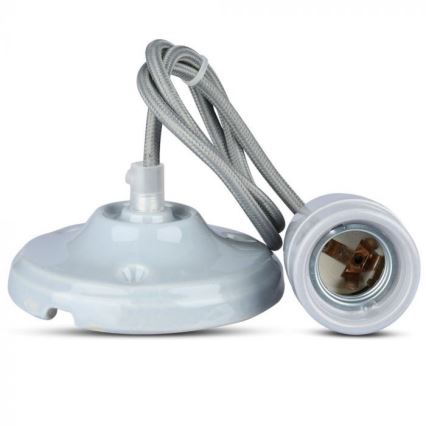 Napájecí kabel 1xE27/60W/230V šedá/porcelán
