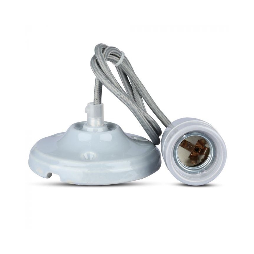 Napájecí kabel 1xE27/60W/230V šedá/porcelán