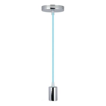 Napájecí kabel 1xE27/60W/230V světle modrá/lesklý chrom