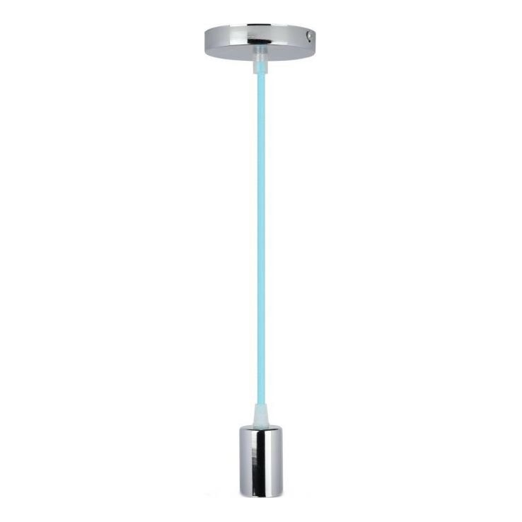 Napájecí kabel 1xE27/60W/230V světle modrá/lesklý chrom