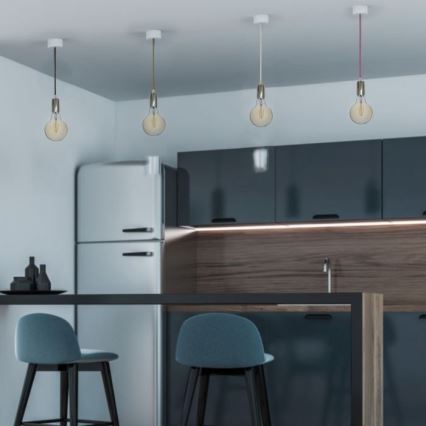 Napájecí kabel 1xE27/60W/230V světle modrá/lesklý chrom